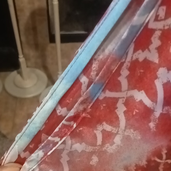 NWOT Camille & Co orange sheer multi-colored patterned designed blouse Sz S/M - Picture 10 of 12